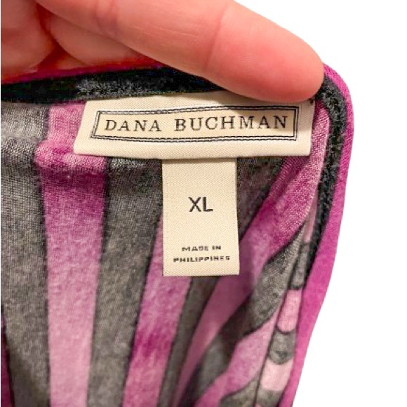 Dana Buchman Pink and Black Stripes Size XL 3/4 Sleeve Blouse Kohl’s - Picture 8 of 8
